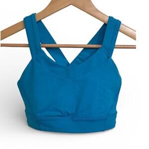Lululemon Blue Teal Crisscross Back Sports Bra Size 4